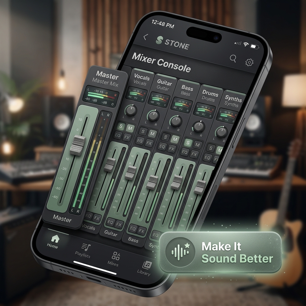 Stone app auto mixing console screen